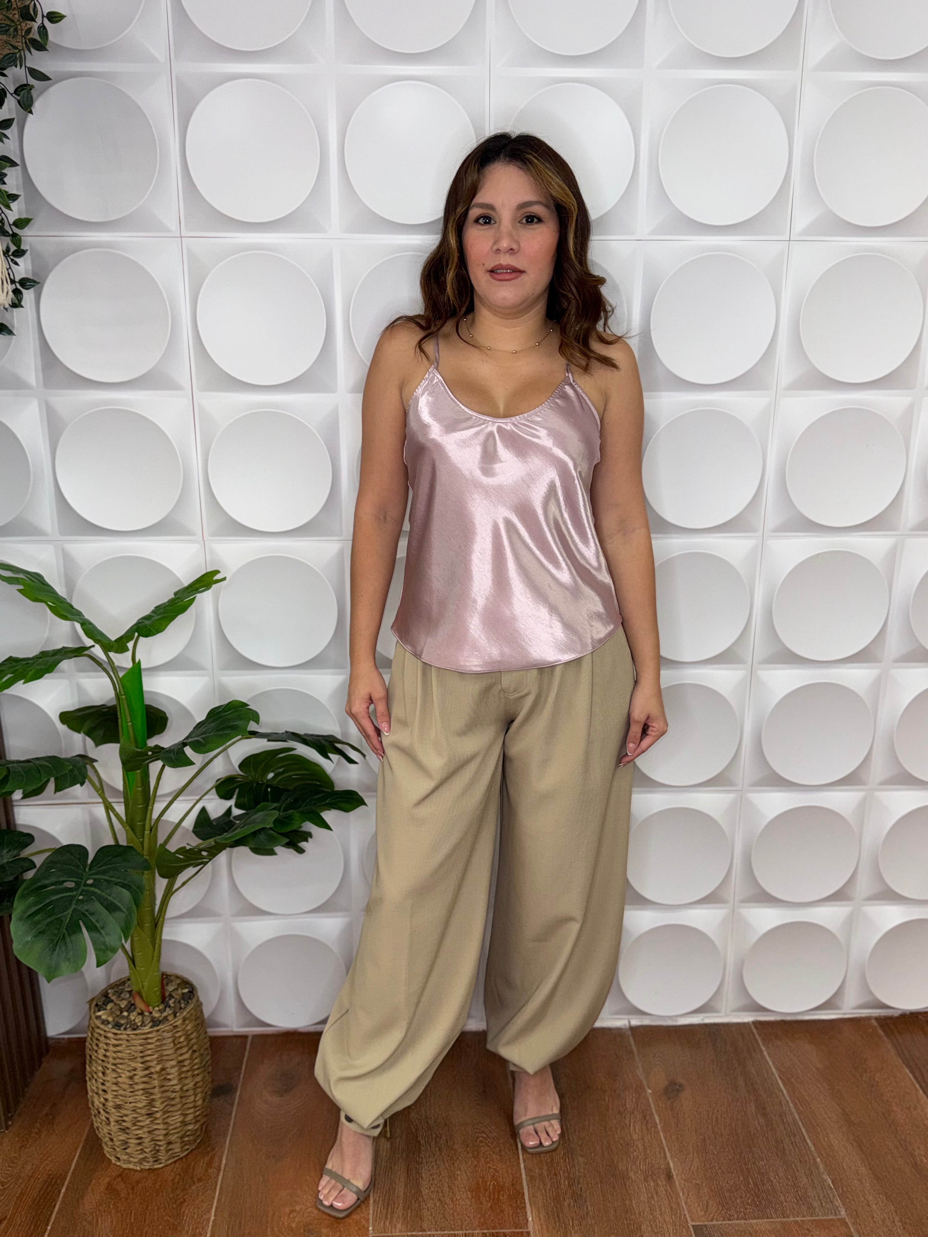 SATIN TOP, LIGHT LAVANDA