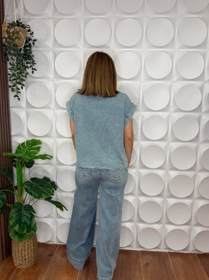 PEARL DENIM TOP