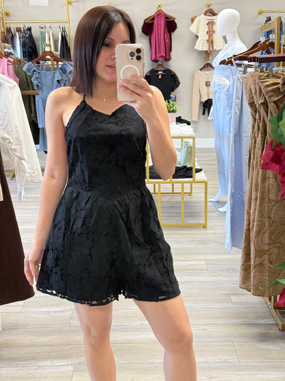 LÍA, LACE ROMPER BLACK