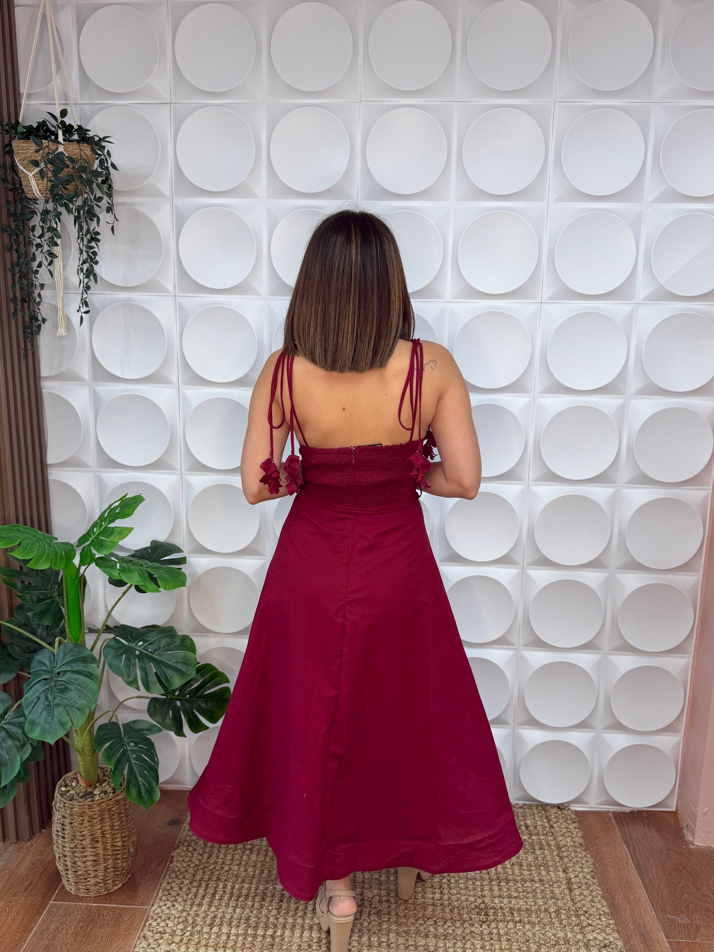 SAMIRA MIDI DRESS,WINE