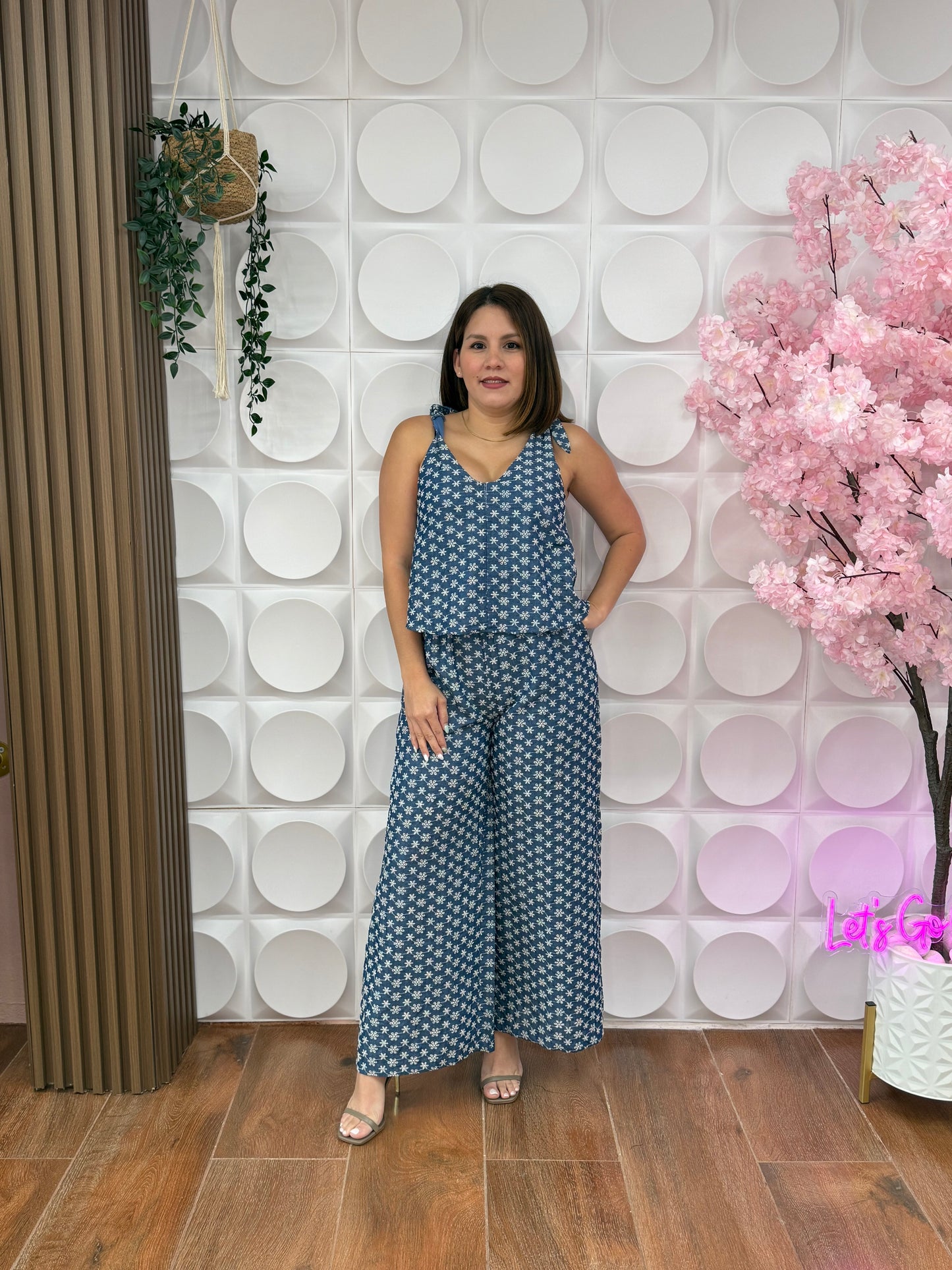 FLORAL DENIM JUMPSUIT
