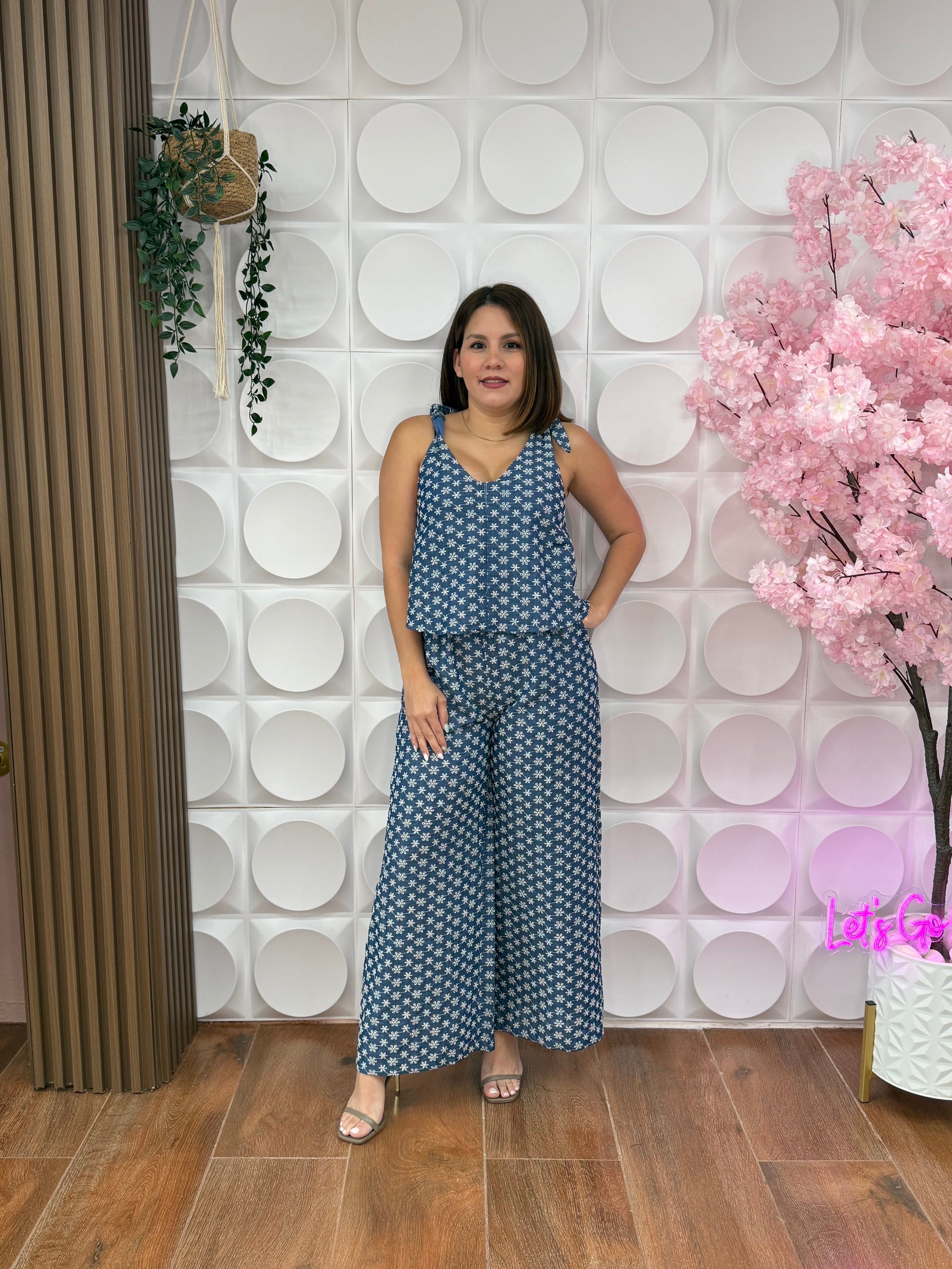 FLORAL DENIM JUMPSUIT