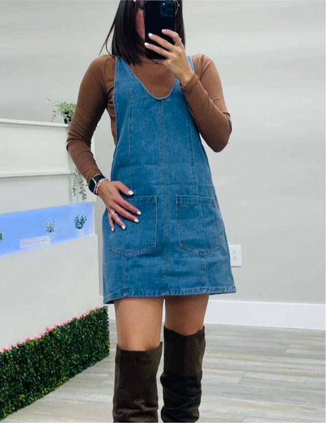 RUBY DENIM SHORT OVERALL DRESS