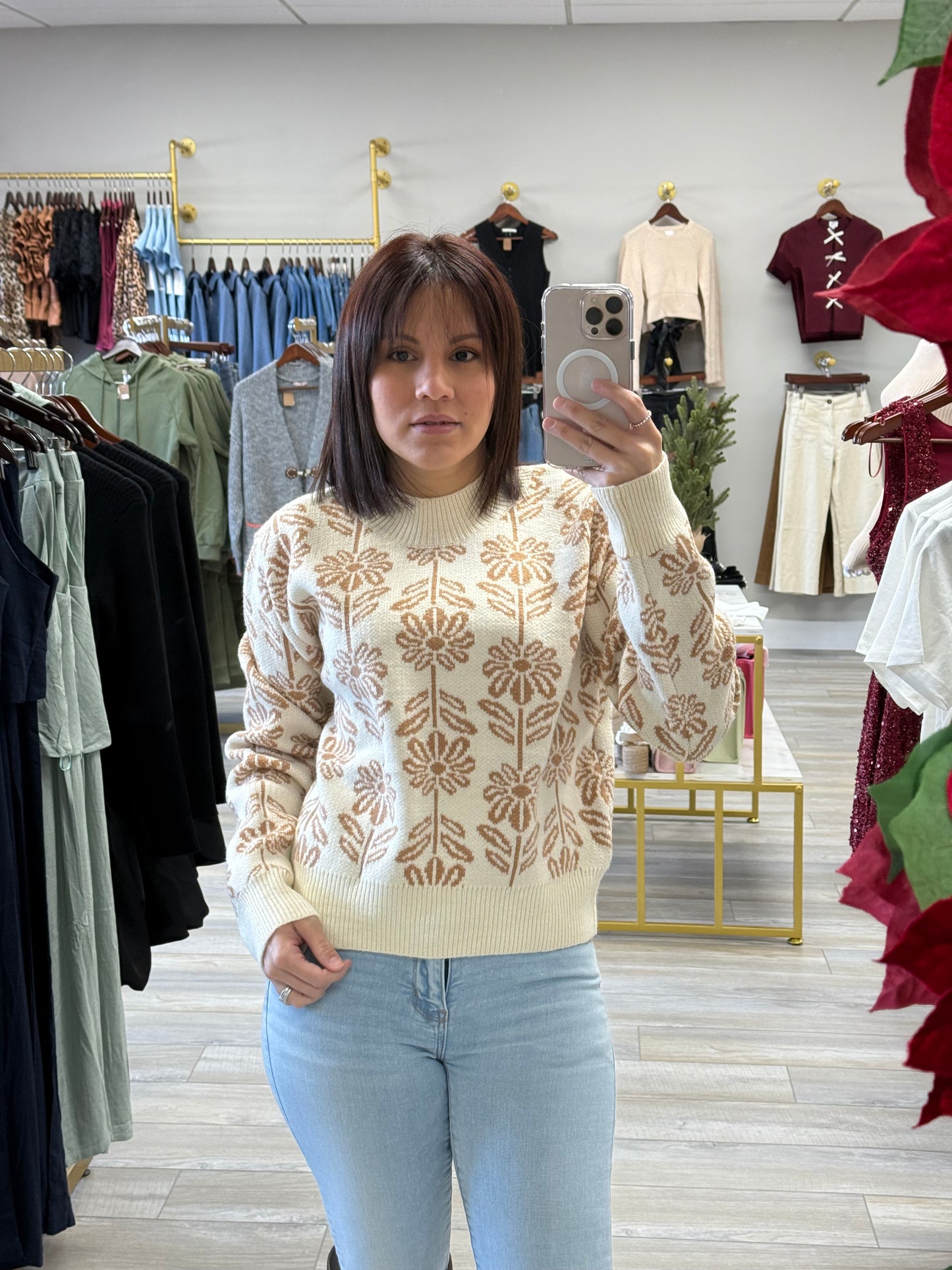 BELY FLORAL KNIT SWEATER