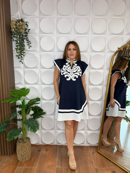 NAVY LINEN DRESS
