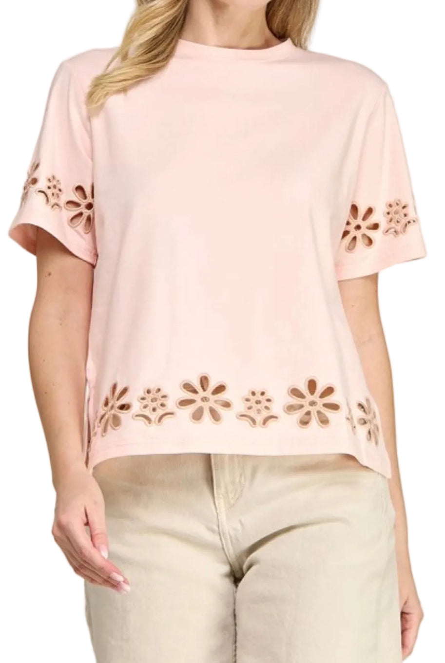 ALBA FLORAL EMBROIDERY SCALLEPED CUT OUT DETAIL TOP