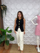 Luxe Gold Button Peplum Vest black