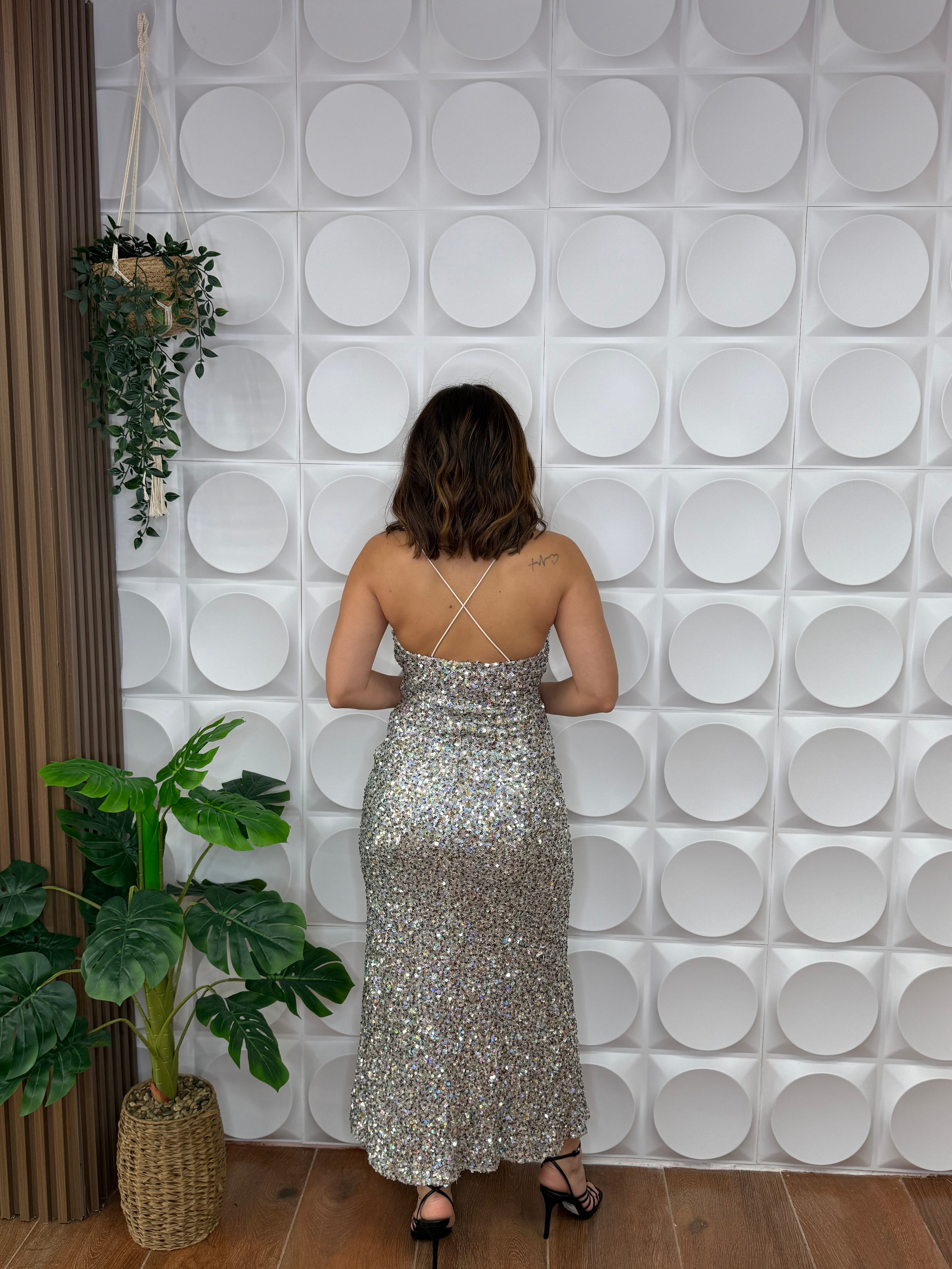 MÚLTI SILVER MIDI DRESS