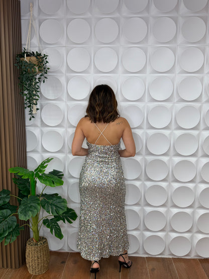 MÚLTI SILVER MIDI DRESS