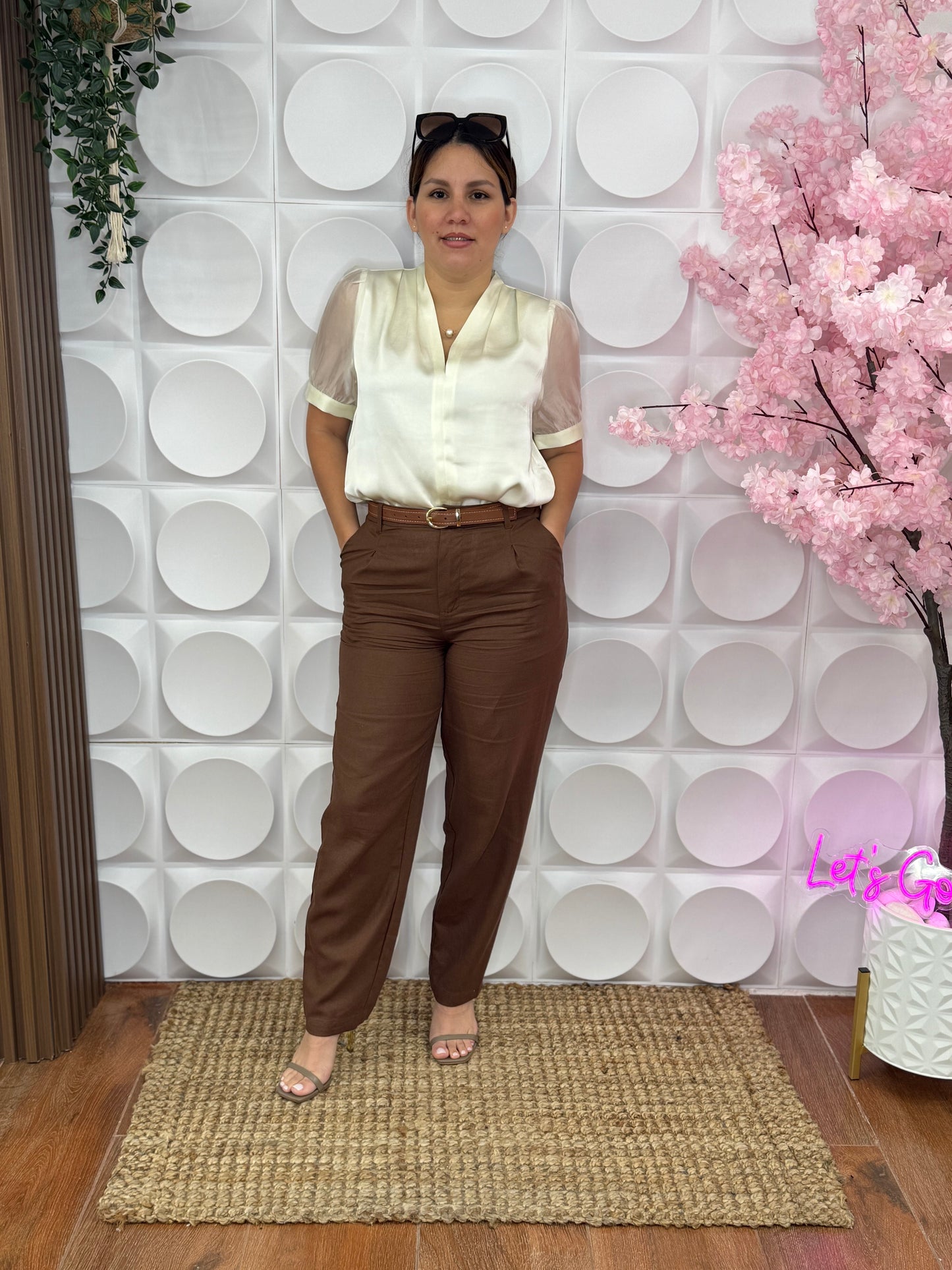 CATA, CRÉAME SATIN TOP