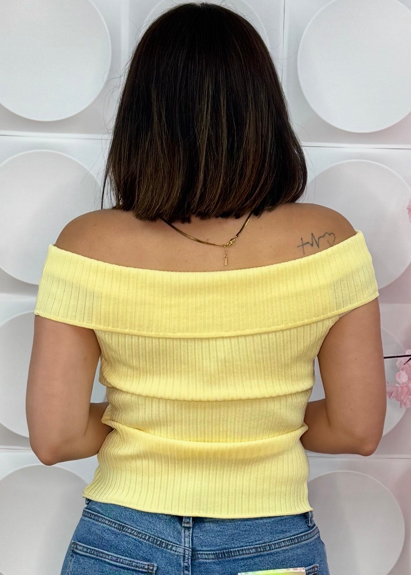 BUTTER YELLOW OFF SHOULDER TOP