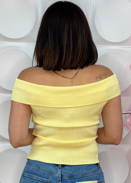 BUTTER YELLOW OFF SHOULDER TOP