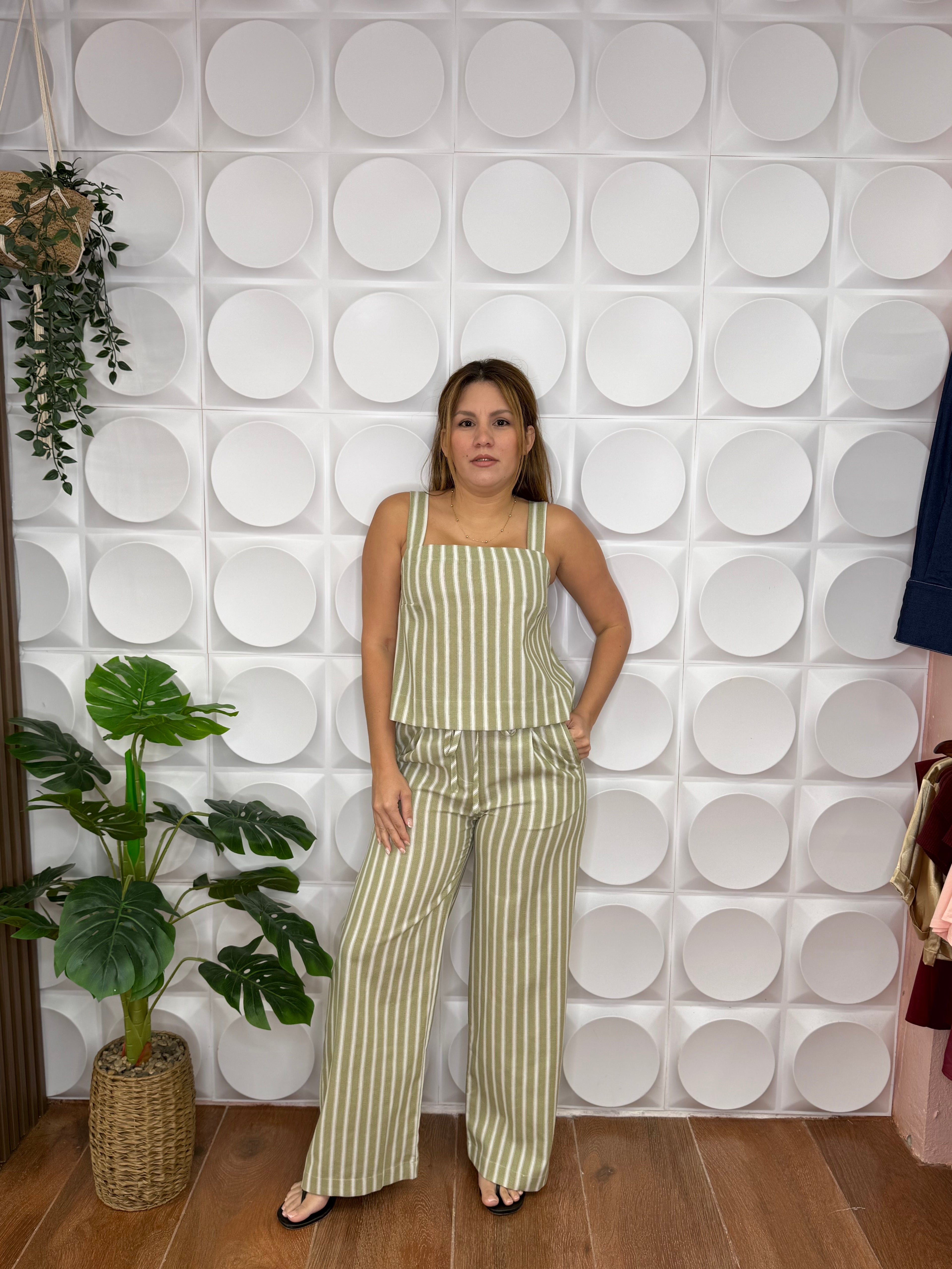 OLIVE STRIPE SET