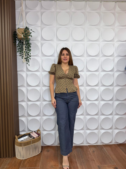 CAROL PEPLUM POLKA DOT TOP