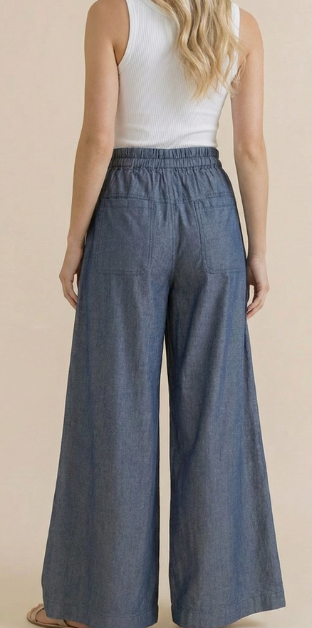 Cleo Elastic waist wide leg pants