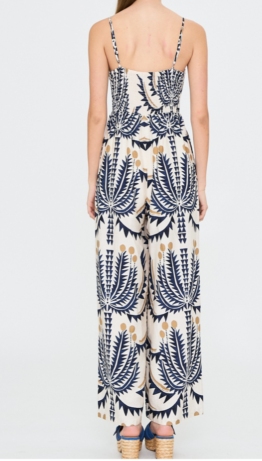 Nova Printed cami jumpsuit with front tie