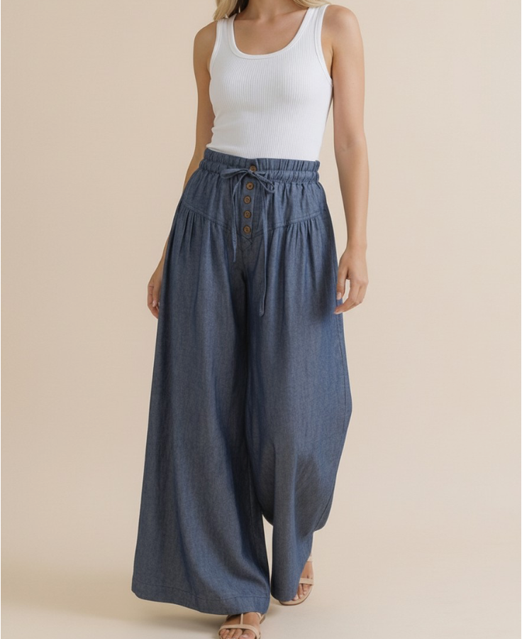 Cleo Elastic waist wide leg pants
