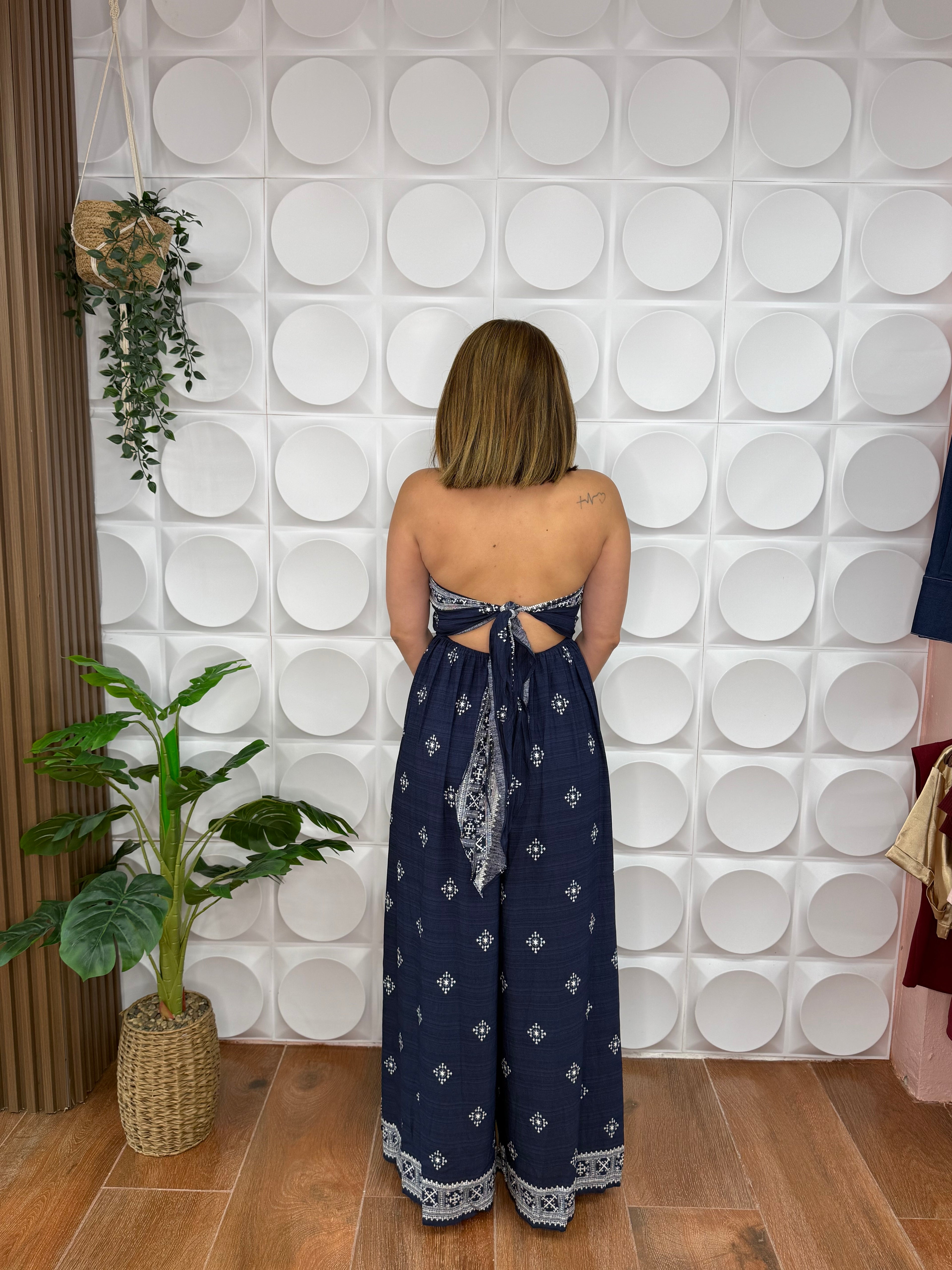 CLASSY NAVY STRAPLESS JUMPSUIT