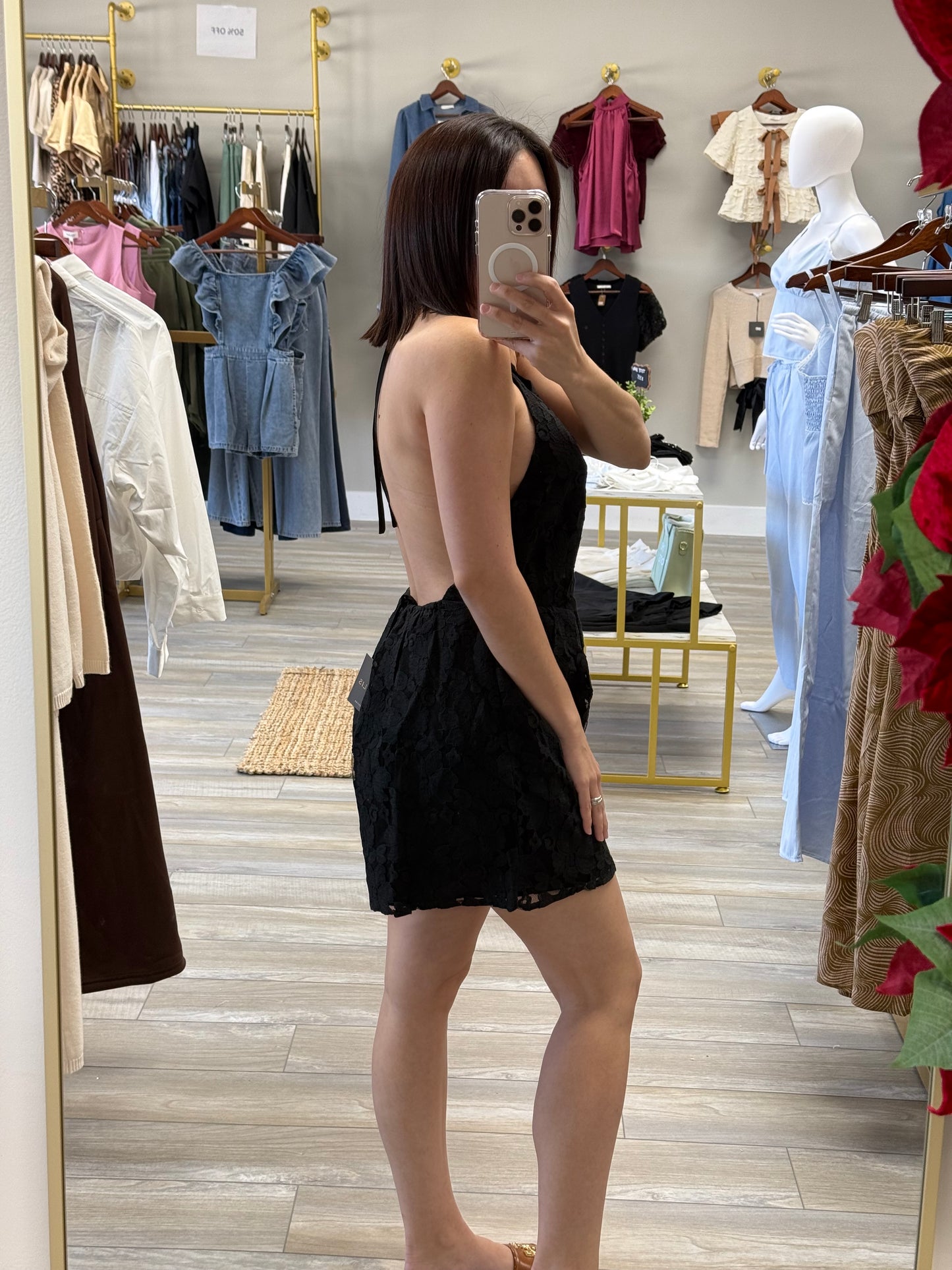 LÍA, LACE ROMPER BLACK