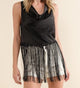 Satin Fringe Top Black