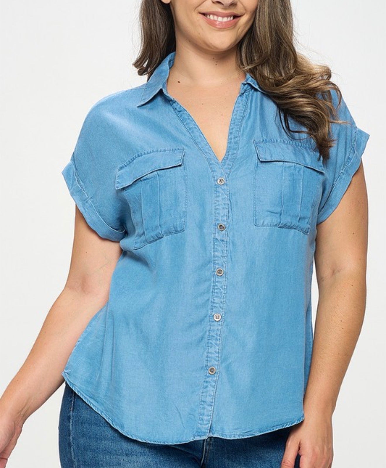Plus denim top