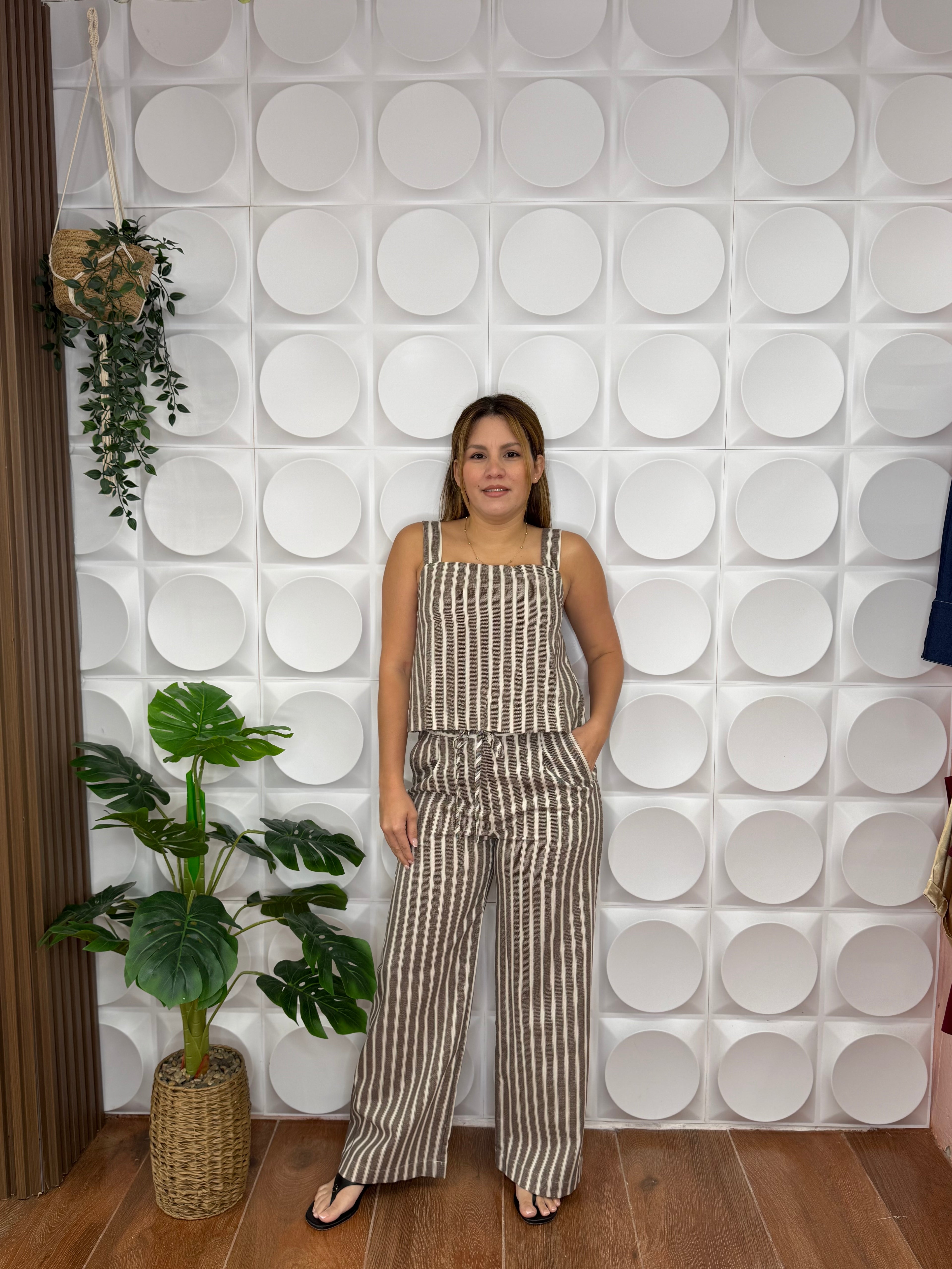 DARK BROWN STRIPE SET