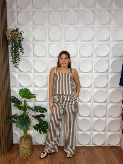 DARK BROWN STRIPE SET