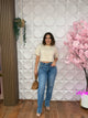 BEIGE RHINESTONE CROP TOP