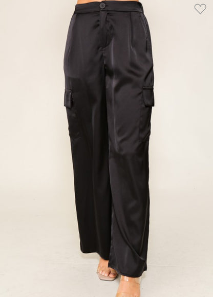 HIGH WAISTED SATIN CARGO