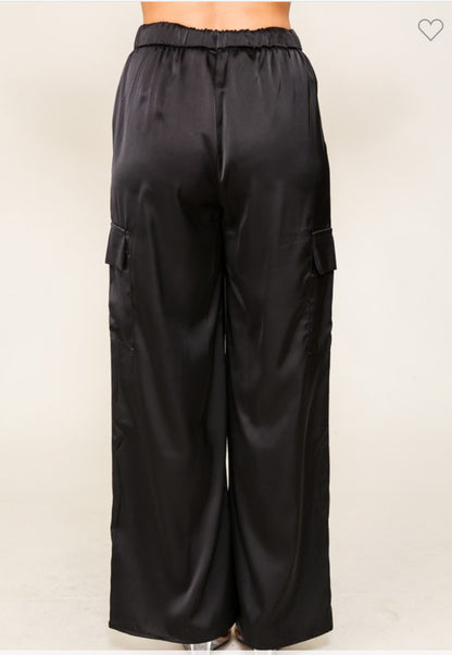 HIGH WAISTED SATIN CARGO
