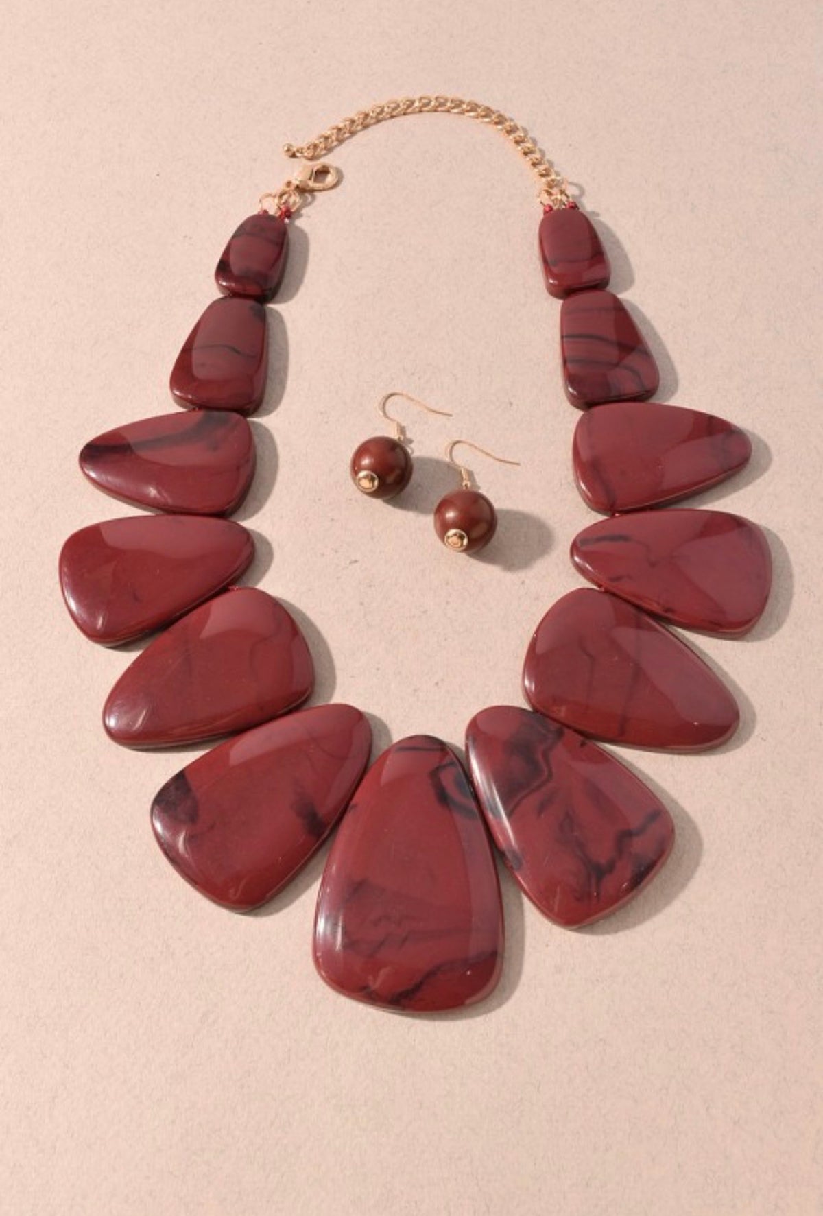 BURGUNDY NECKLACE SET