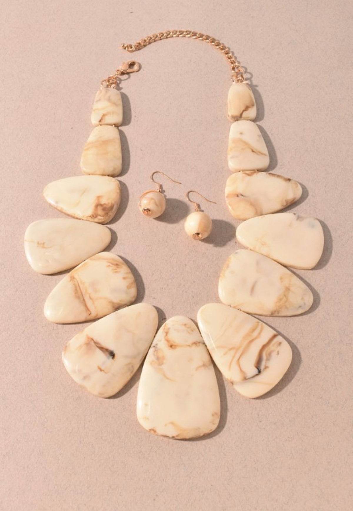 IVORY MARBLED NECKLACE SET